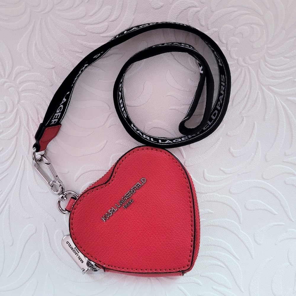 Karl lagerfeld Lanyard Coin Zip pouch Red